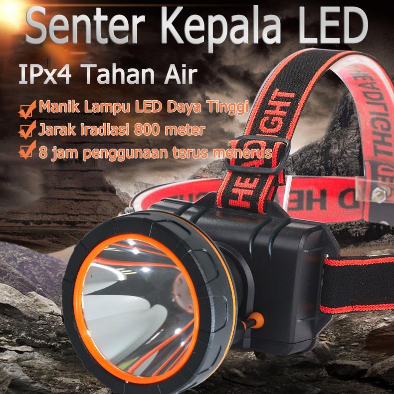 PRODUK- QYD SENTER KEPALA SUPER TERANG IPX4 TAHAN AIR HEADLAMP LED 6000 LUMEN Q7801 .
