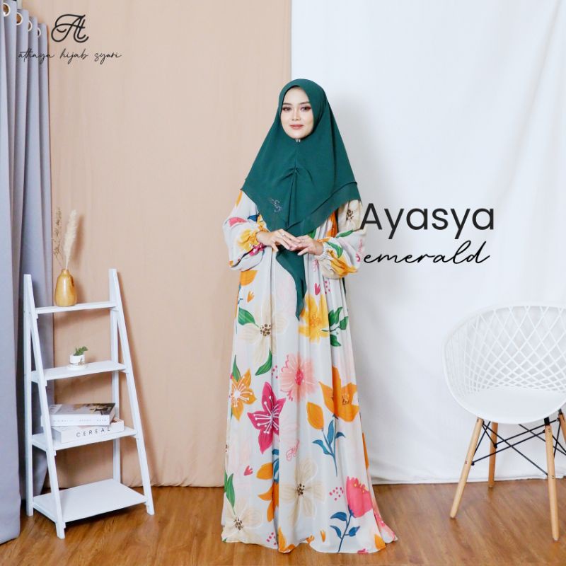 Athaya02 Ayasya Bergo Series Emerald - Gamis plus Hijab Syari