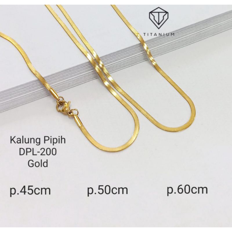 KALUNG TITANIUM PIPI GEPENG DPL WARNA EMAS