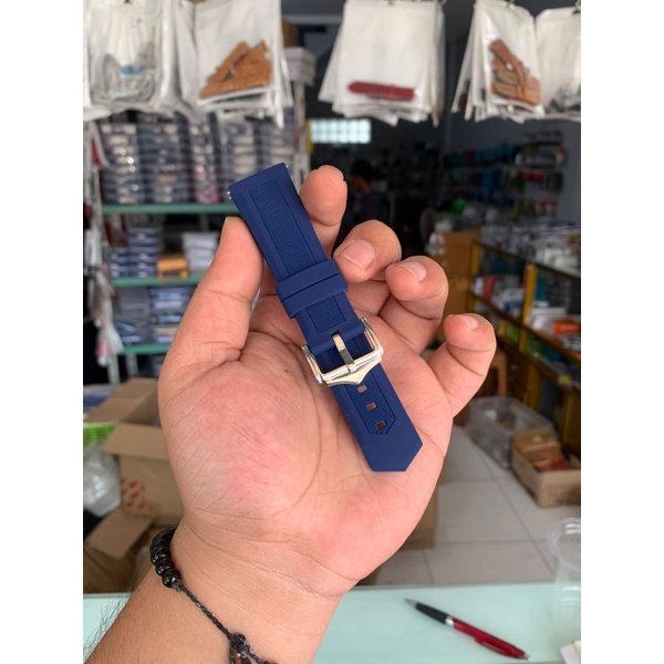 Strap Tali Jam Tangan Silicon lembut biru Size 22mm