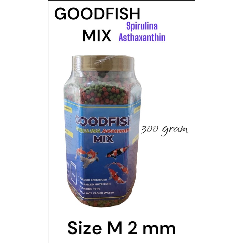 PELET IKAN KOKI KOI GOODFISH MIX SPIRULINA ASTAXANTHIN 300 GRAM 2 MM