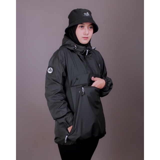 The Bojiel Jaket Cougle Jaket Parasut Jaket Pria Jaket Outdoor Full Black