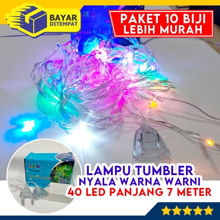 [Paket 10 Biji] Lampu Natal Tumblr Hias Dekorasi 40 LED Panjang 7 Meter Tumbler Nyala Warna Warni Rainbow