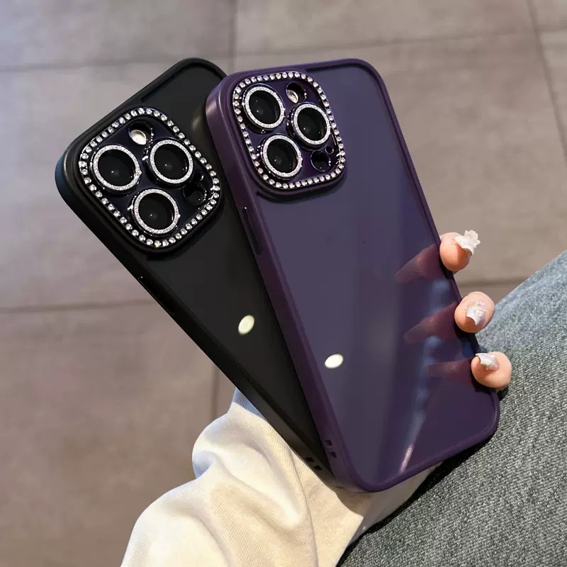 Case Pelindung Lensa Kamera Bahan Silikon Warna Ungu Untuk iphone 14 pro max plus 13 12 11 pro max