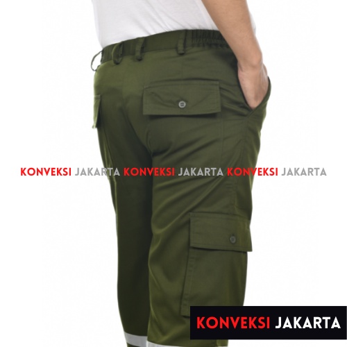 Celana Wearpack Safety K3 Proyek Tambang Pria Wanita - Celana Pakaian Seragam Werpak Kerja Bawahan Scotlite Lapangan Warna Hijau Army