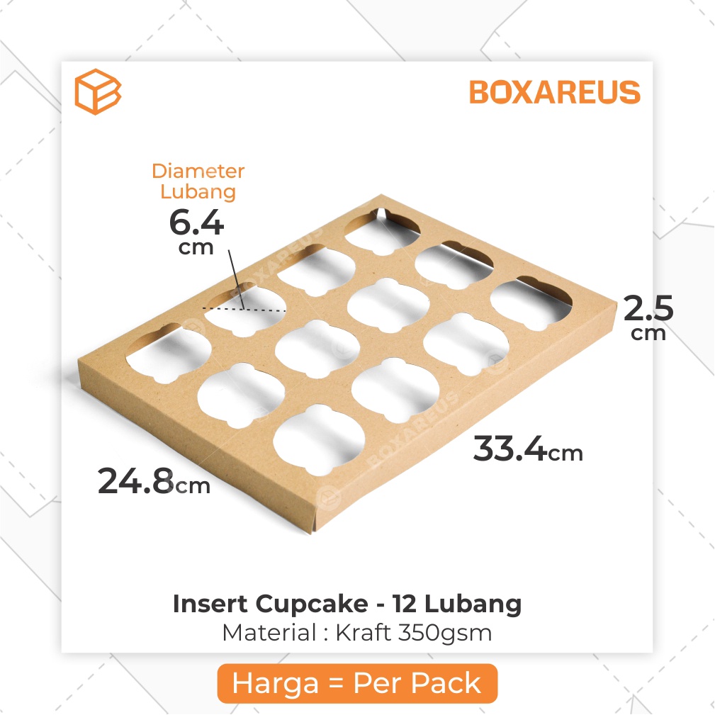 Inner Sekat Lubang 12 Cupcake Insert Box Kue Muffin