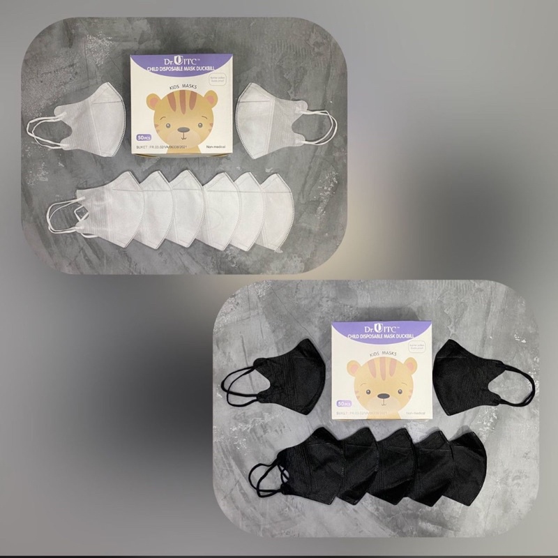 Masker Duckbill Anak Hitam/Putih BOX