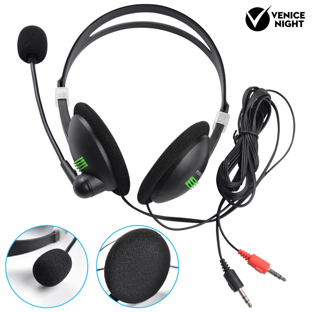 (VNEP) (Berkabel) 440 3.5mm Plug Headphone Stereo Noise Reduction Headset dengan Mic untuk PC