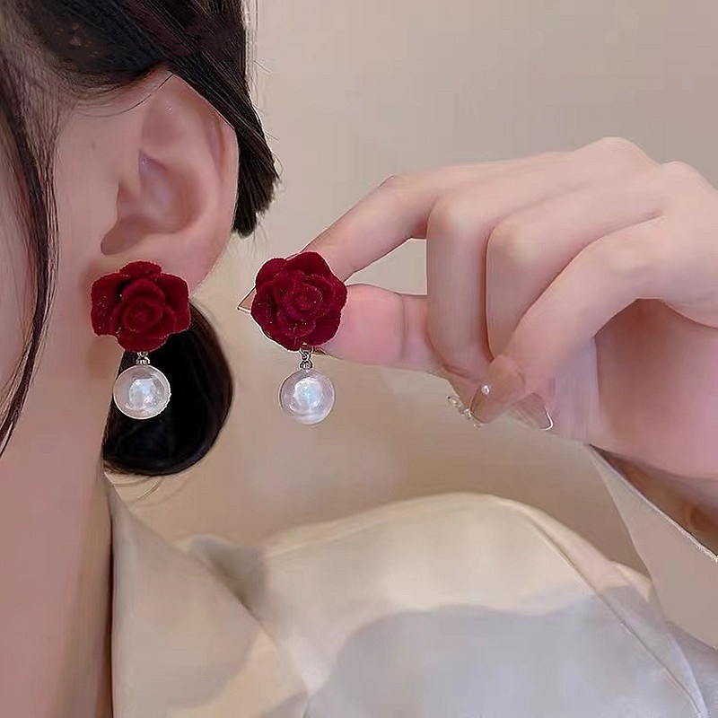 Anting Tusuk Silver s925 Wanita Desain Pita Hias Mutiara Gaya Korea Untuk Pesta