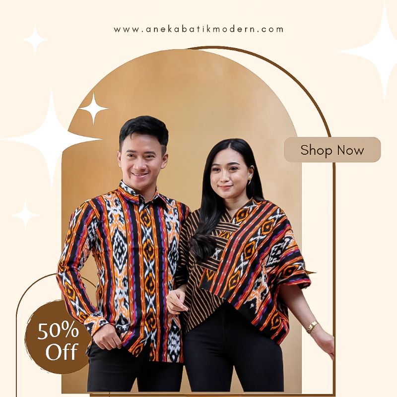 ATASAN BAJU BATIK COUPLE KEMEJA PANJANG BLOUSE CROP TEE MOTIF SONGKET ETNIK ORANGE ORANYE HITAM MERA