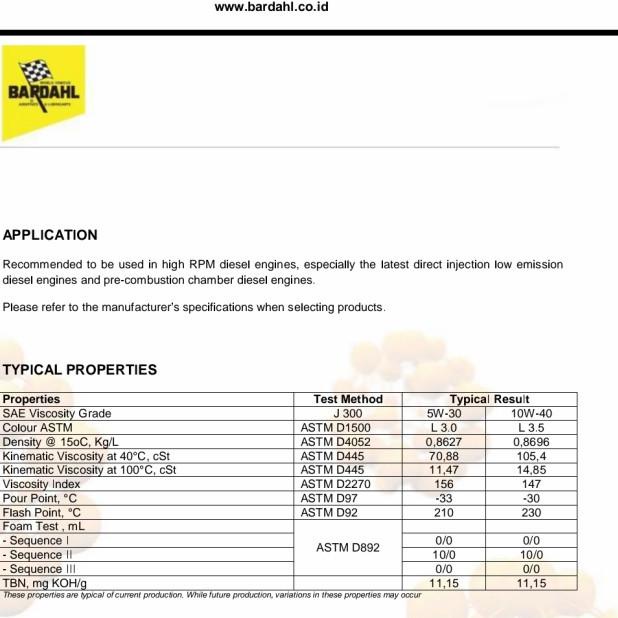 BARDAHL 5W30 HVP C7 DIESEL OIL