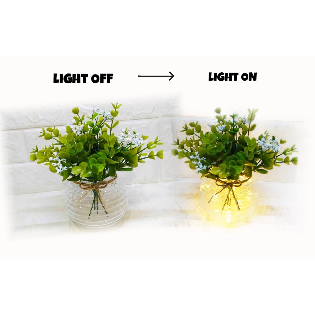 Pajangan Eucalyptus Pot Kaca + Lampu