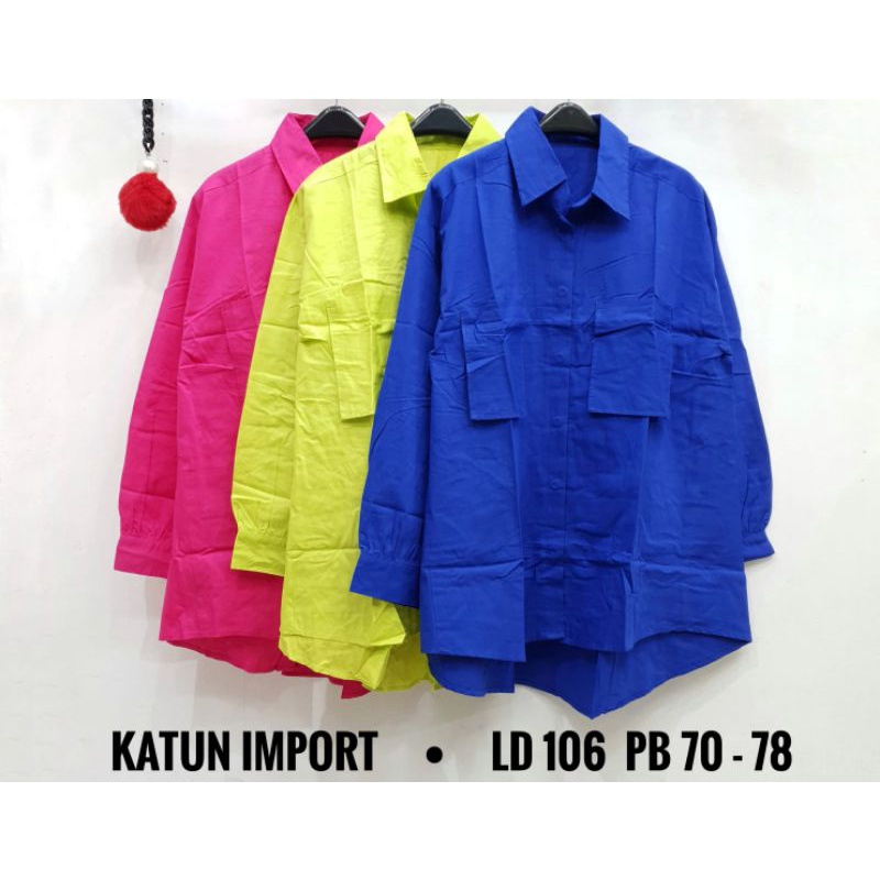 Kemeja Katun Import Cewek Kue Premium