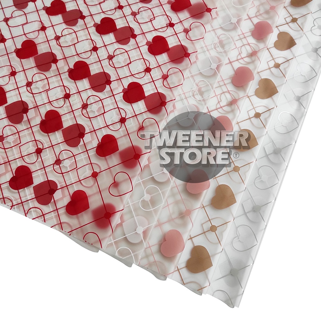 

AMG Kertas Buket HEART TRANSPARANT | Cellophane Ukuran 57x57cm | Flower Wrapping Bouquet Love Hati