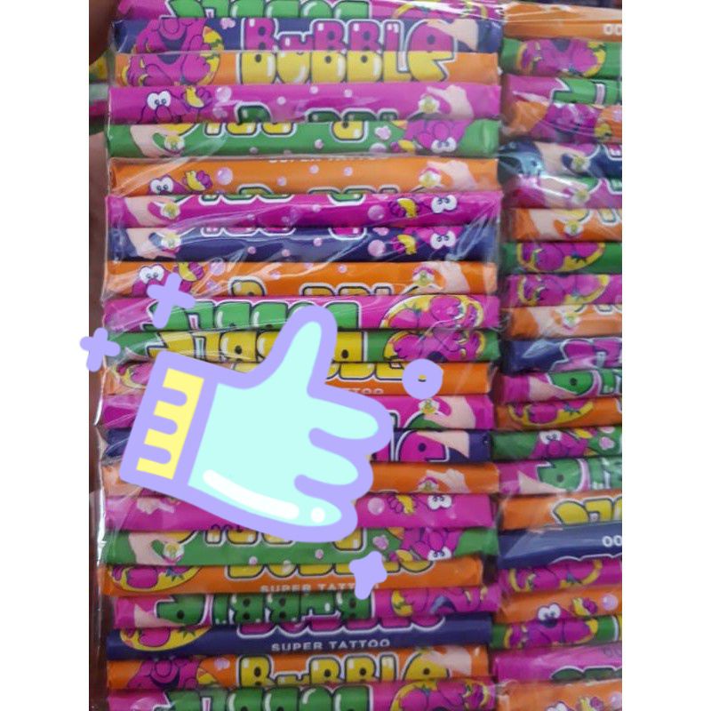 permen karet. bubble gum berhadiah tatoo. permen karet jadoel