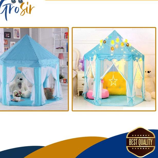 TENDA ISTANA BERMAIN ANAK 130 x 122 cm BESAR - PRINCESS KASTIL MAINAN - Biru Muda