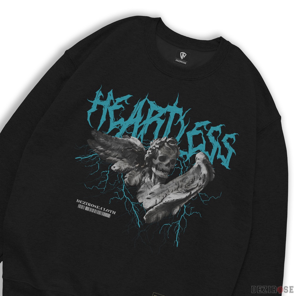 DEZIROSE Sweater Crewneck Pria Distro Heartless Fleece Tebal Premium Size M-XXL