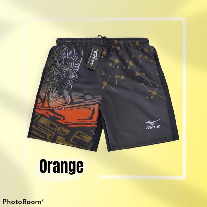 Celana Olahraga Pria Volli / Celana Pendek Olahraga Futsal / Celana Olahraga Pendek Printing-Orange