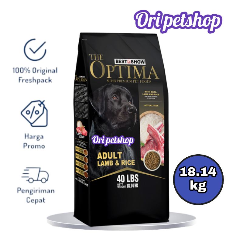 Optima Adult Lamb &amp; Rice Dog Food Makanan Anjing Dewasa 18,14kg - Kargo