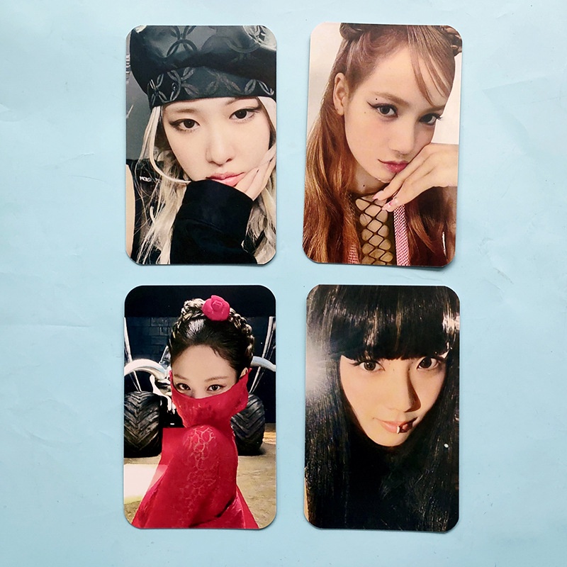 4pcs / set Kartu Album Foto BLACKPINK Venom Pink Ukuran Kecil