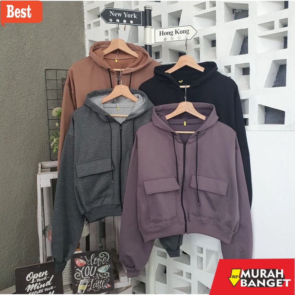 jaket wanita kekinian 2022 ZARRA CROOPE HOODIE JAKET WANITA - JAKET CROPE WANITA - JAKET HOODIE