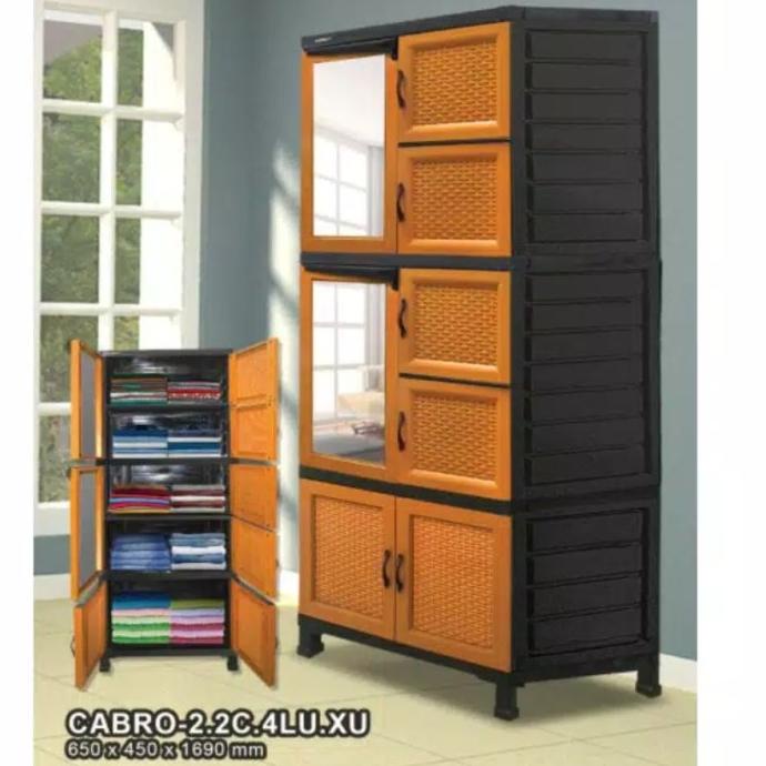 

lemari baju plastik 5susun napollly anyaman rotan CABRO 2.2C.4LU.XU stock ready