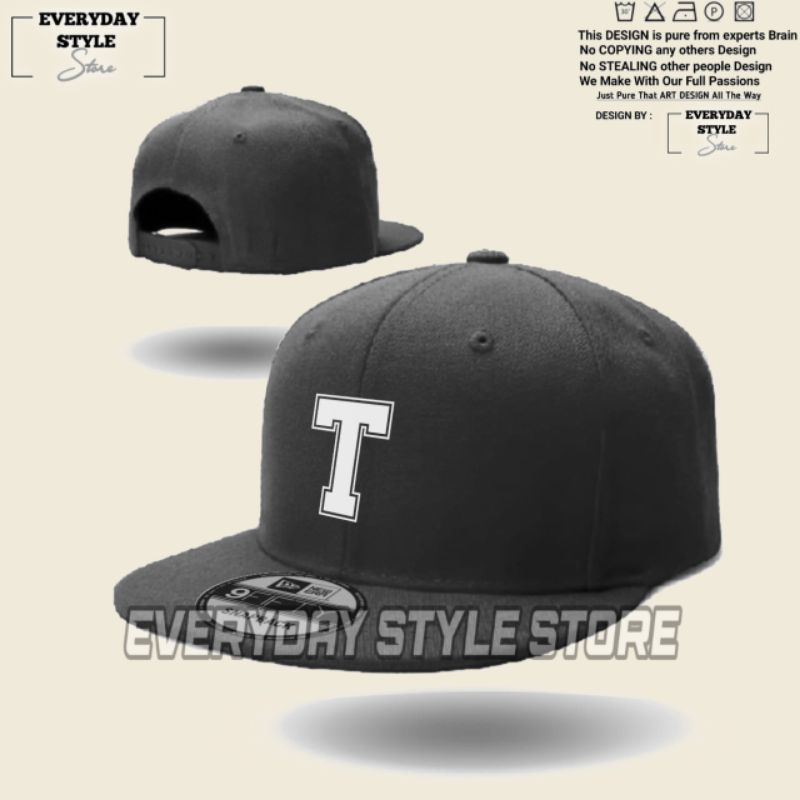 Topi Huruf T Snapback / Topi Inisial Huruf T