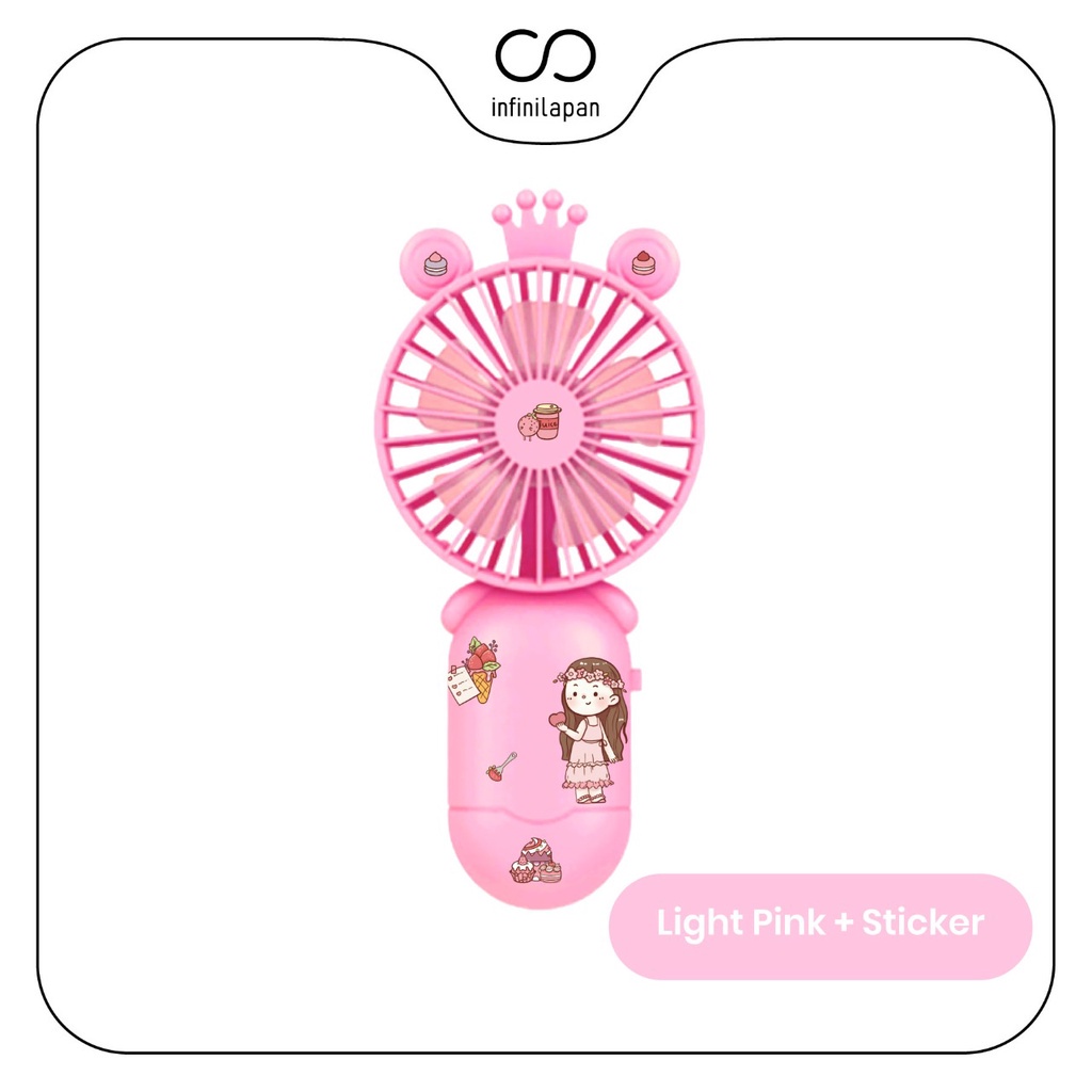 Kipas Angin Mini Karakter Genggam INFINILAPAN Tahan Lama dan Berkualitas Handy Mini Fan Portable USB Cute Lucu