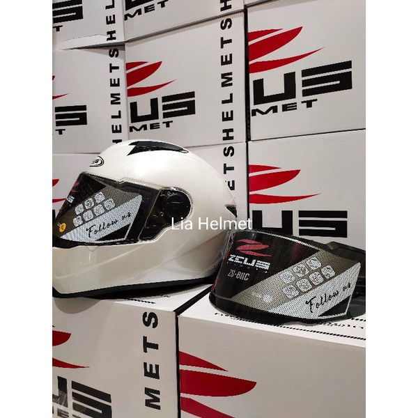 Helm Zeus 811C Flat Visor polos white / helm zeus 811c flat visor putih / helm zs811c putih / helm f