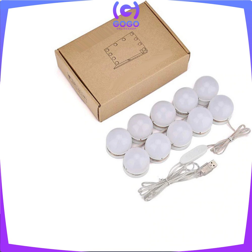 GOGO-K2 Lampu Led Meja Rias Make Up | Lampu Kaca Rias Vanity Mirror Light ( 10 Bohlam )
