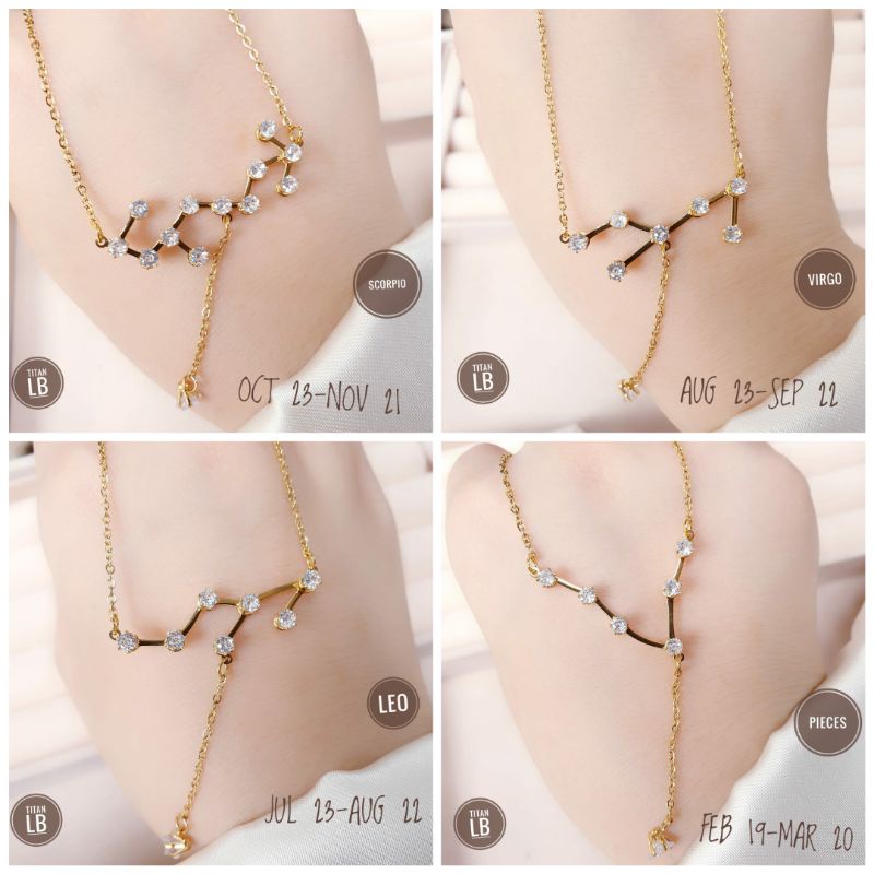 Kalung Zodiak Rantai Dewasa Titanium Mata Mata Cantik Dan Simple Fashion Wanita N09112207