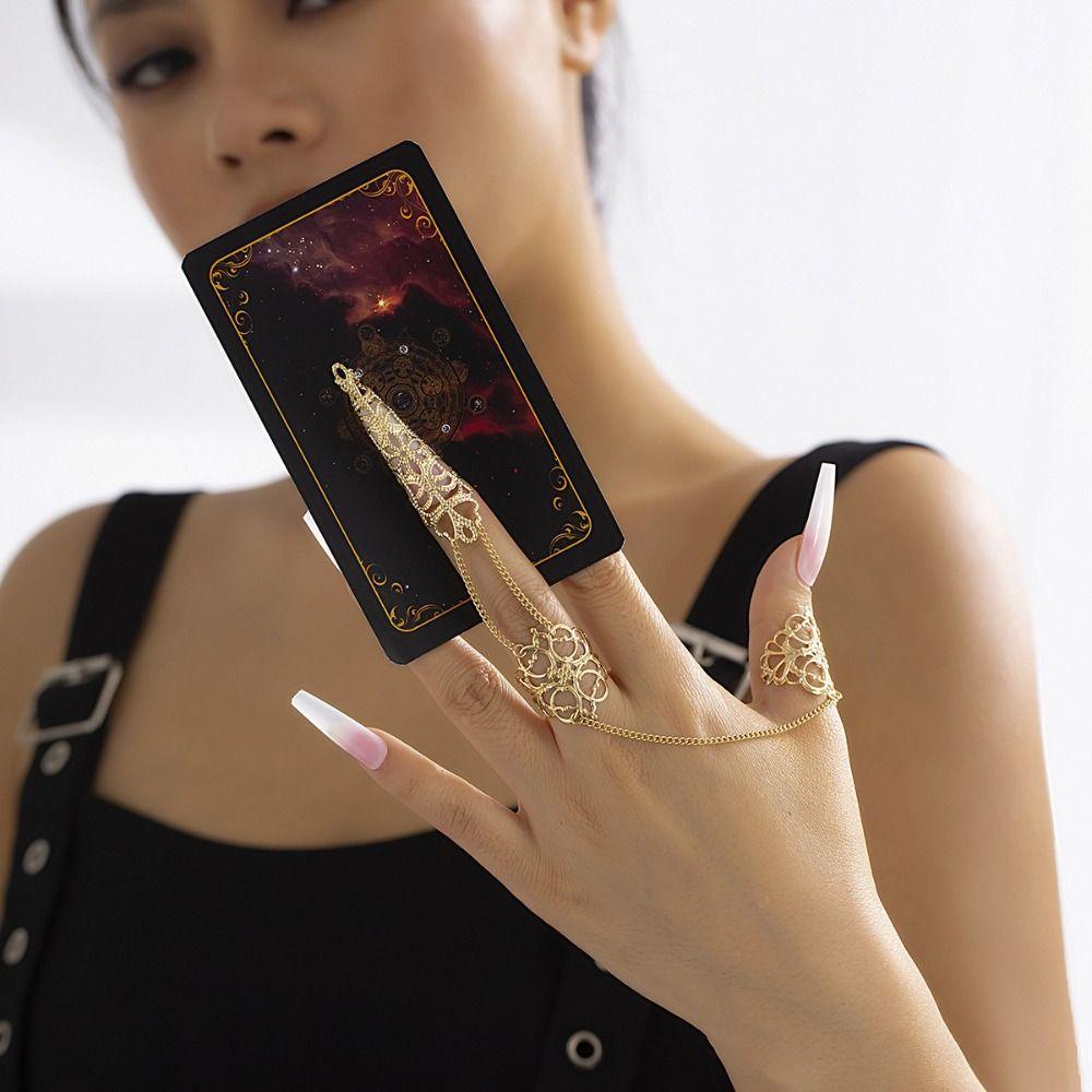 Mxbeauty Cincin Kuku Bentuk Segitiga Mahkota Hollow Out Bahan Alloy Warna Silver / Gold Untuk Wanita