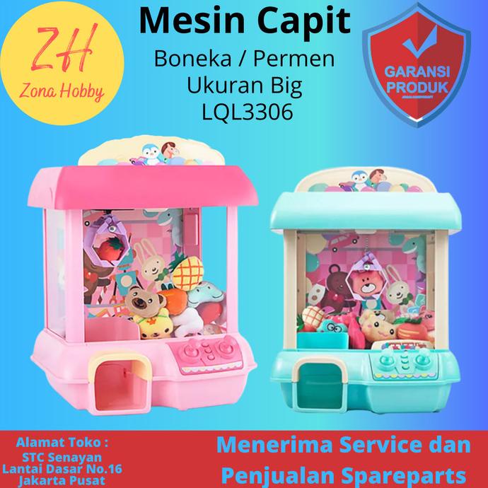 Mainan Anak Mesin Capit Besar Boneka Permen Claw Machine Candy Grabber stock ada