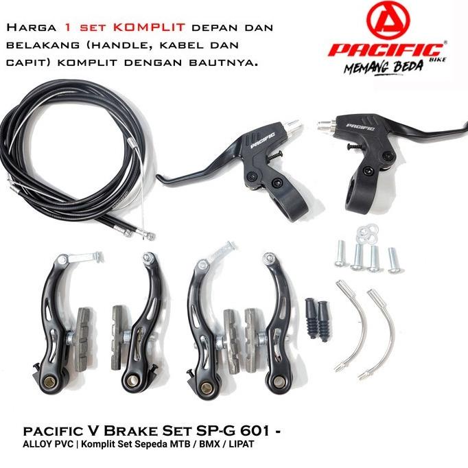 Rem Sepeda V BRAKE SET PACIFIC KOMPLIT Alloy Pvc Sepeda MTB, Lipat,MTB