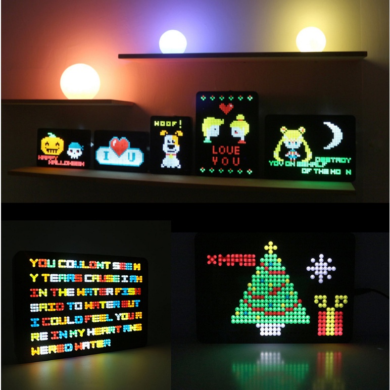 LED Pixel Surat LightBox DIY Luminous Kuku Ibu 6 Warna Baterai USB Pernikahan Natal Hadiah Pesta Papan Pesan