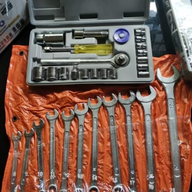 Kunci Ring Pas set 11 pcs Diamond + Kunci sok set 21 pcs PAKET MURAH