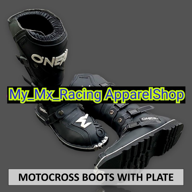 Sepatu MX Boots Oneal with Iron Protector - Sepatu Trail - Sepatu Motocross - Sepatu Enduro - Sepatu Adventure - Premium Black terlaris