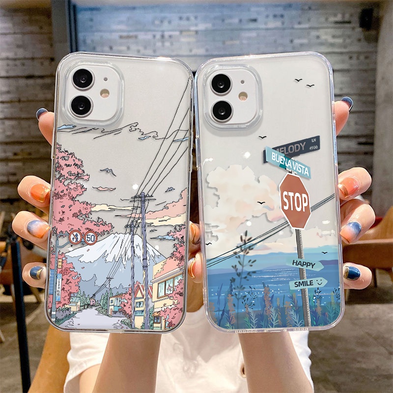 Casing Silikon OPPO Reno 6 6Z 6Pro Plus 6Lite 4SE 4F 4Lite 4Z 2F 2Z 5Z 5F 5Lite 5K 7Z 7SE 7Pro Motif Lukisan Pemandangan