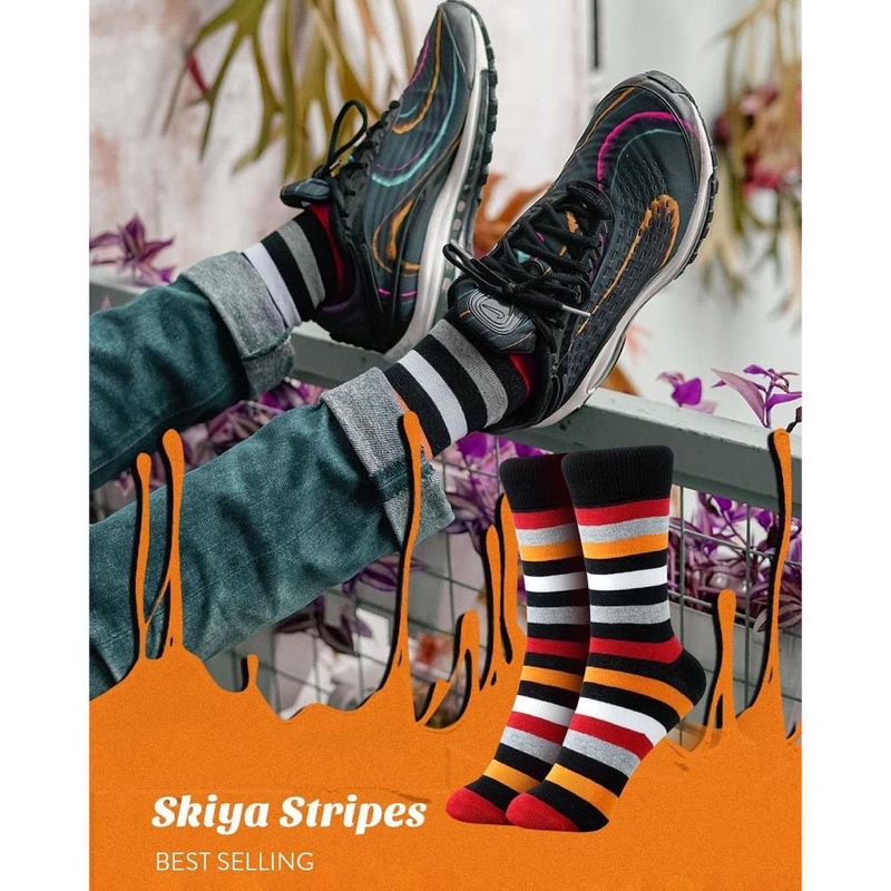 Skiya Stripes kaos kaki motif murah