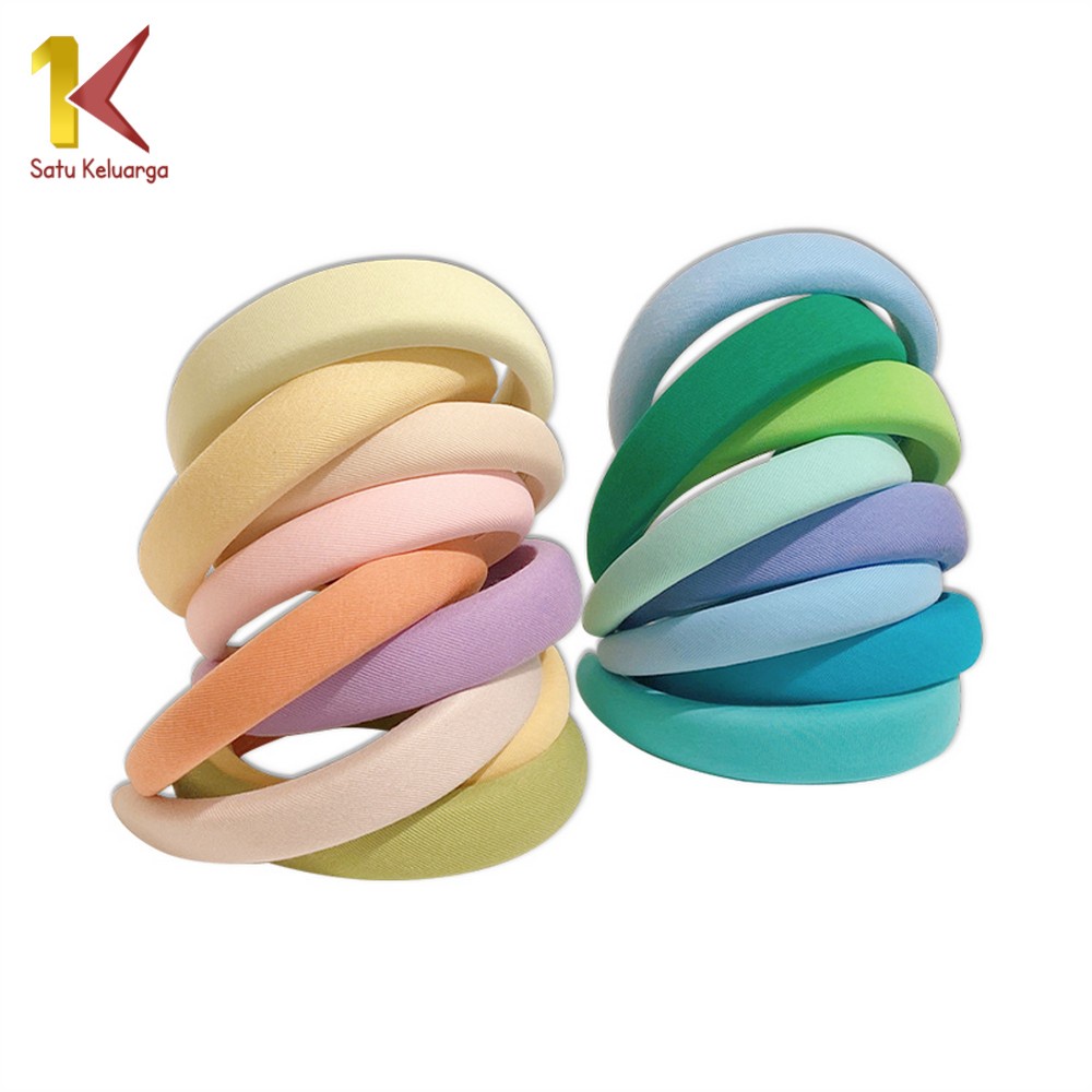 Satu Keluarga Bando Korea Wanita Bahan Kain Motif Polos C726 Aksesoris Rambut Korean Cloud Headband 