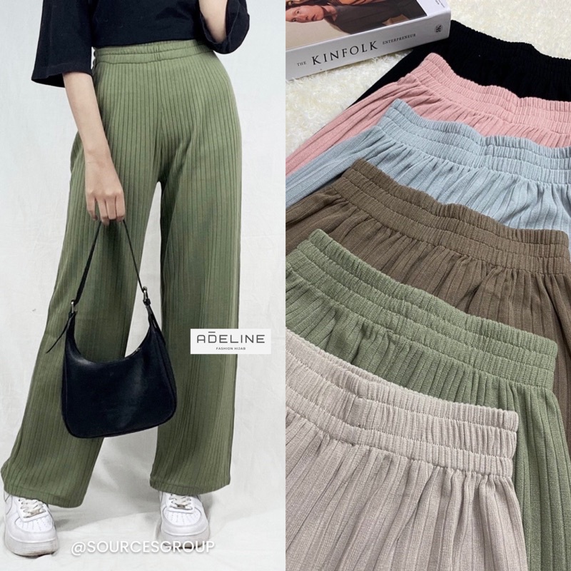Celana Kulot Knit HighWaist Korean Styles - Celana Kulot Wanita Premium/ 356-6877
