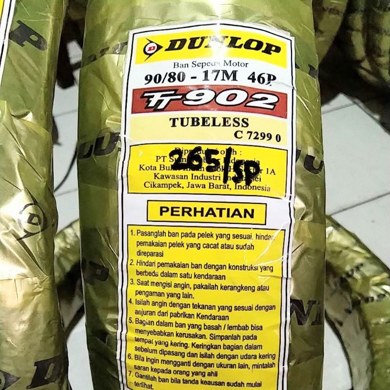 BAN 90/80-17 DUNLOP TT902 TUBELESS.