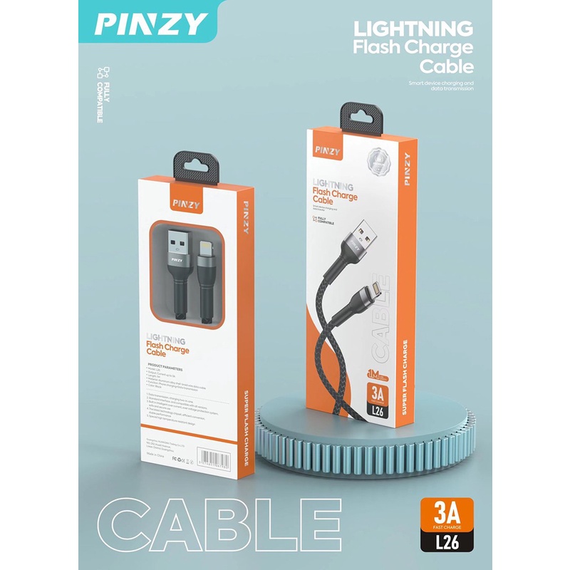 Kabel Data - Kabel Charger Lightning PINZY L26 Super Flash Charge 65w