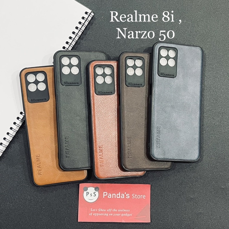 Leather Case Realme 8i / Narzo 50 Softcase Kulit Elegan Casing Slim Fit