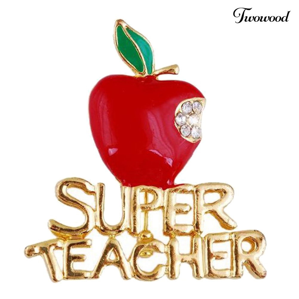 Twowood Bros Pin Apel Super Teacher Hias Berlian Imitasi Untuk Hadiah Natalguru