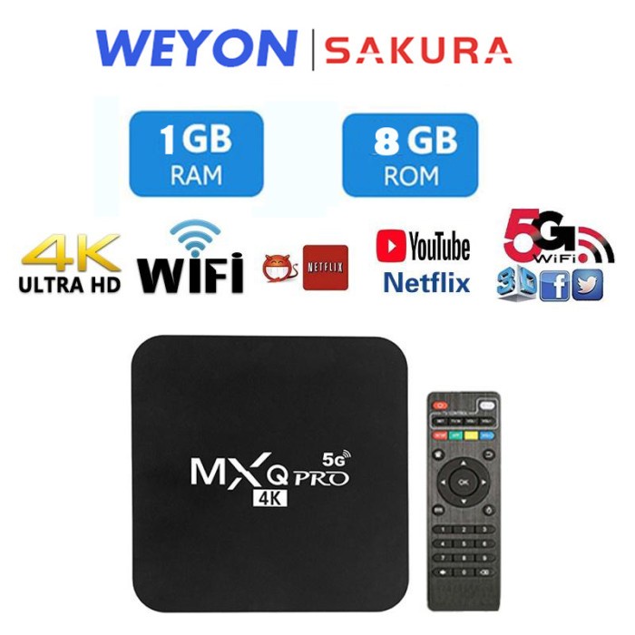 Produk Terbaru Weyon Sakura Stb Androird Tv Box Ram 1Gb Rom 8Gb 5G Wifi Android 10.0