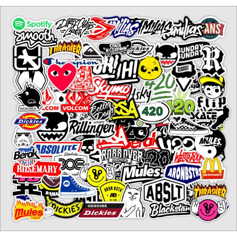 

Paket stiker brand random isi 300 picis