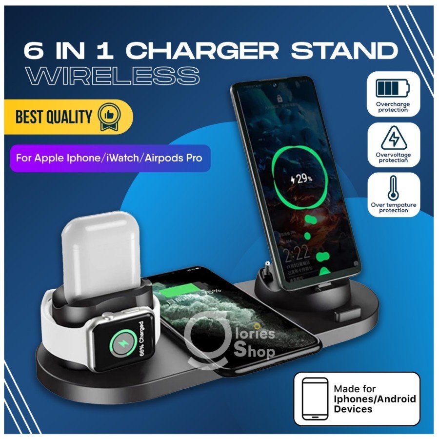 6in1 Charger Stand Wireless - Wireless Charger Dock Station 6in1