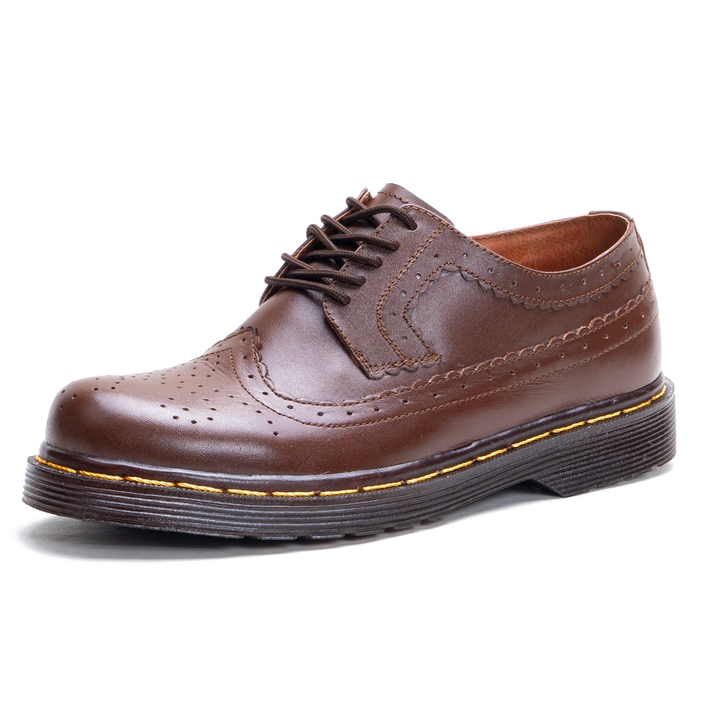 Sepatu Pria Low Boots Wingtips Pria Kulit Sapi Asli Outsole Karet Anti Slip dan Kuat M1061