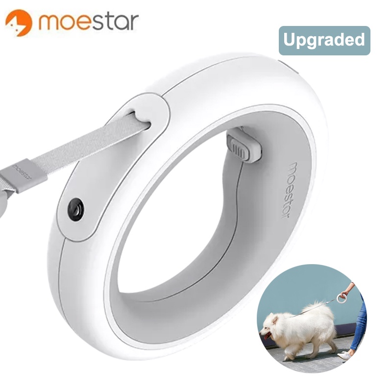 Moestar Tali Tuntun Anjing Peliharaan Retractable Bentuk UFO 2 Plus Flexible 3.0m Dengan Lampu LED Rechargeable